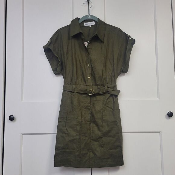 Zara Linen Blend Mini Shirt Dress, XS - Picture 4 of 10
